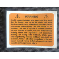 Chainsaw safety decal