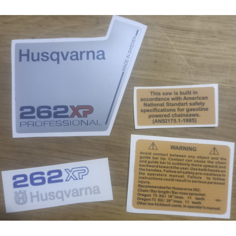 Sticker Decal Set Compatible with Husqvarna 262 XP Professional – US Version Cover Stickers