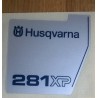 New Original Husqvarna OEM 281 XP sticker decal 503709801